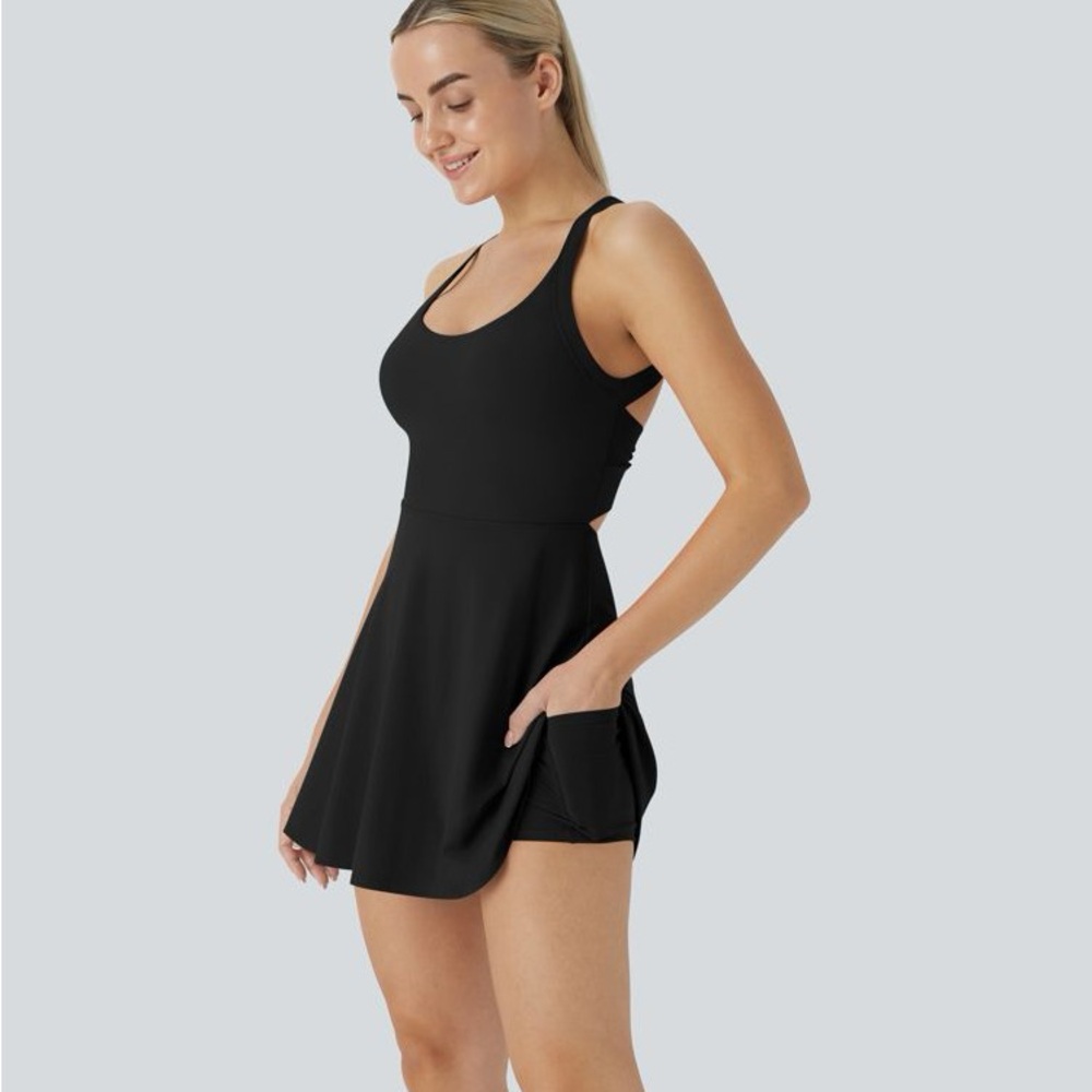 Halara Play It My Way Backless Tennis Dress | Black | Size M